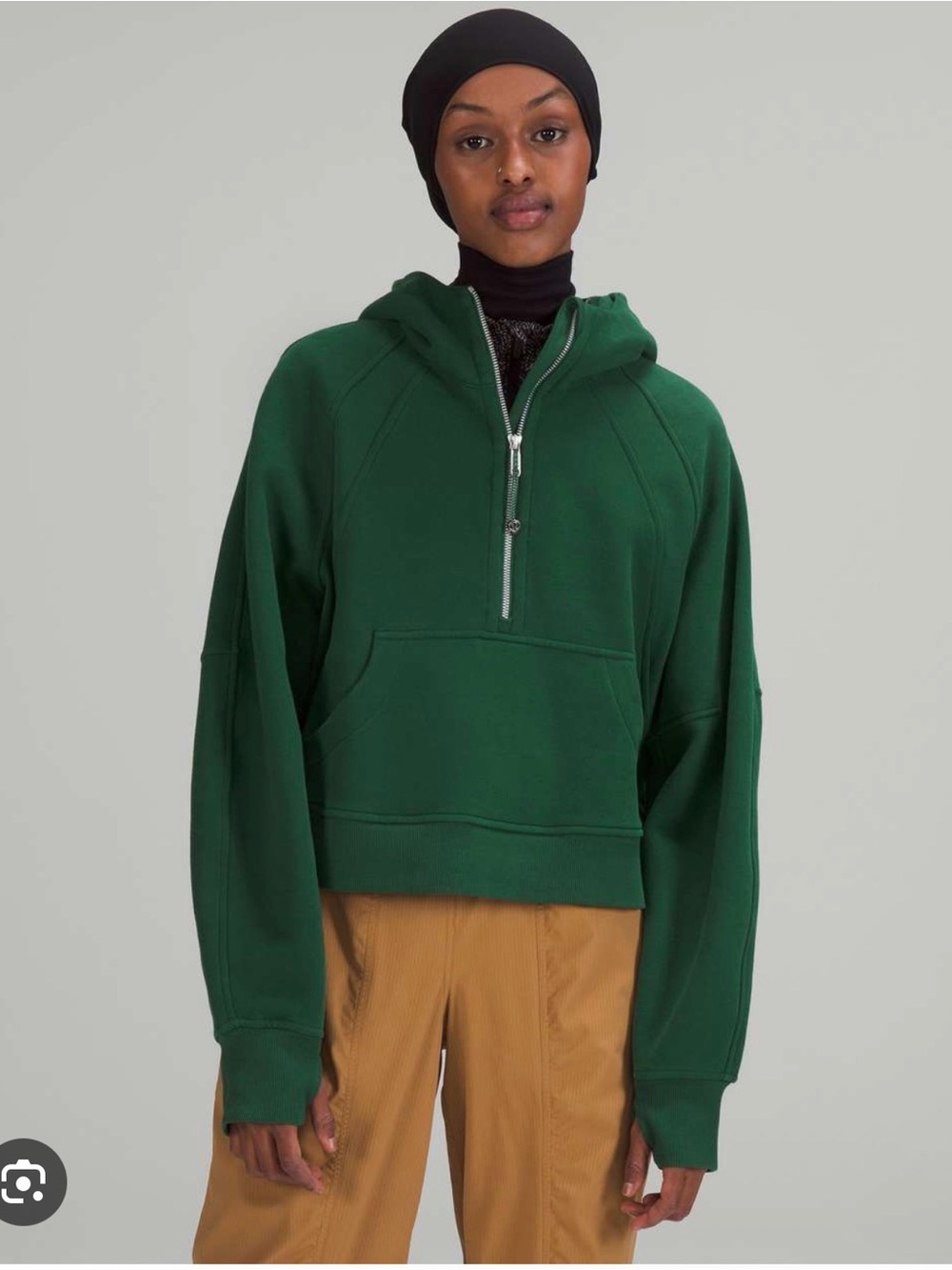Lululemon Forest Green Half-Zip scuba hoodie